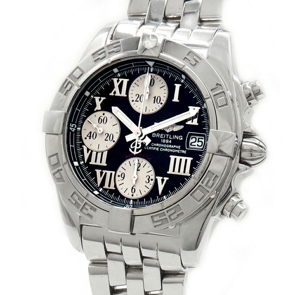 内部点検済 BREITLING ブライトリング クロノコックピット A13358 クロノグラフ デイト 100m防水 黒 ブラック SS ステンレス メンズ 自動巻き【6ヶ月保証】【腕時計】【中古】