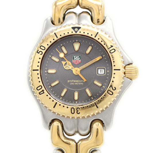 電池交換済 TAG Heuer タグホイヤー S/el セル プロフェッショナル WG1320 デイト 200m防水 グレー SS ステンレス YGP イエローゴールド コンビ レディース クォーツ【6ヶ月保証】【腕時計】【中古】