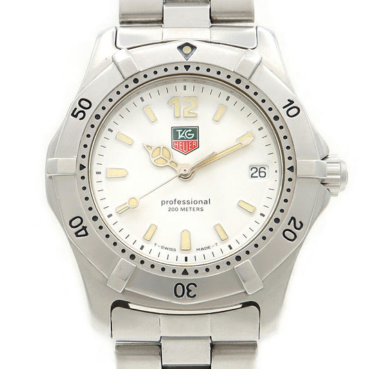 電池交換済 TAG Heuer タグホイヤー プロフェッショナル WK1211 デイト 200m防水 白 ホワイト SS ステンレス メンズ クォーツ【6ヶ月保証】【腕時計】【中古】