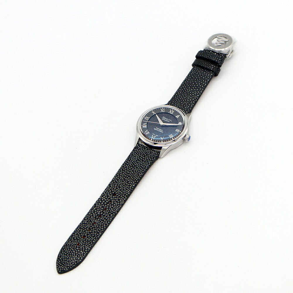 Internally inspected AZIMUTH WATCHLIM Special Edition Aventurine Back Skelton Blue Blue SS Stainless Steel Genuine Belt Genuine Buckle Men's Automatic Winding AZIMUTH [6 Month Warranty] [Watch] [Used]