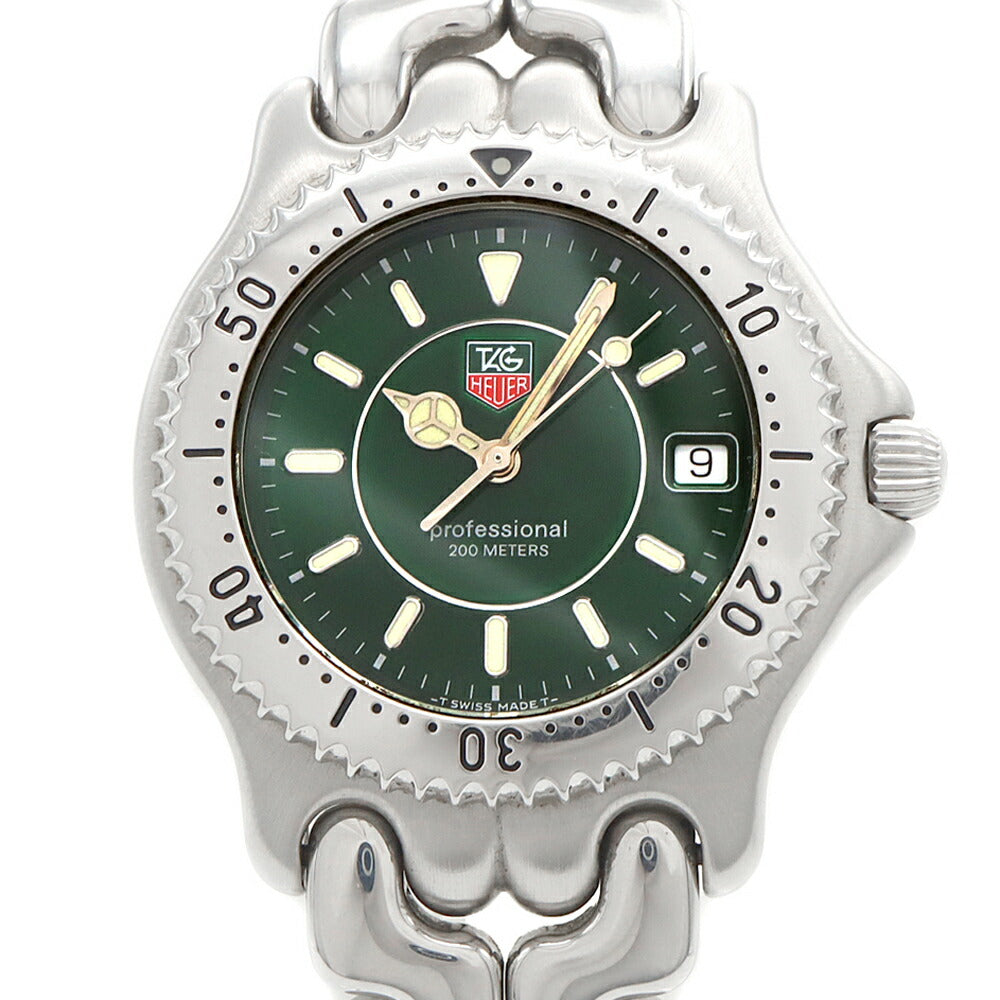 電池交換済 TAG Heuer タグホイヤー S/el セル プロフェッショナル 200 WG111E デイト 200m防水 緑 グリーン SS ステンレス メンズ クォーツ【6ヶ月保証】【腕時計】【中古】