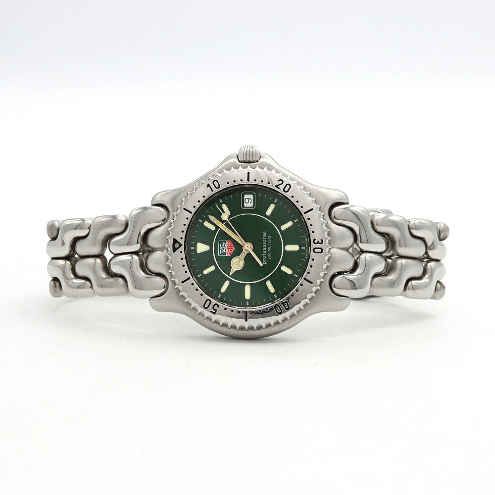 電池交換済 TAG Heuer タグホイヤー S/el セル プロフェッショナル 200 WG111E デイト 200m防水 緑 グリーン SS ステンレス メンズ クォーツ【6ヶ月保証】【腕時計】【中古】