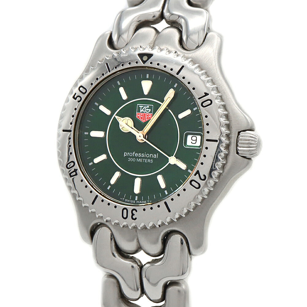 電池交換済 TAG Heuer タグホイヤー S/el セル プロフェッショナル 200 WG111E デイト 200m防水 緑 グリーン SS ステンレス メンズ クォーツ【6ヶ月保証】【腕時計】【中古】