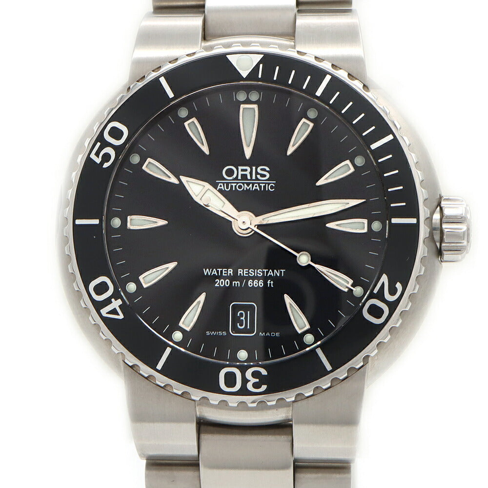 ORIS オリス ダイバーズ デイト 7533 200m防水 裏スケ 黒 ブラック SS ステンレス メンズ 自動巻き【6ヶ月保証】【腕時計】【中古】