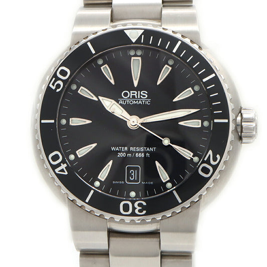 ORIS オリス ダイバーズ デイト 7533 200m防水 裏スケ 黒 ブラック SS ステンレス メンズ 自動巻き【6ヶ月保証】【腕時計】【中古】