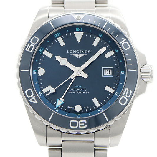 LONGINES ロンジン ハイドロコンクエスト GMT L3.890.4 デイト 300m防水 青 ブルー SS ステンレス CE セラミック メンズ 自動巻き【6ヶ月保証】【腕時計】【中古】
