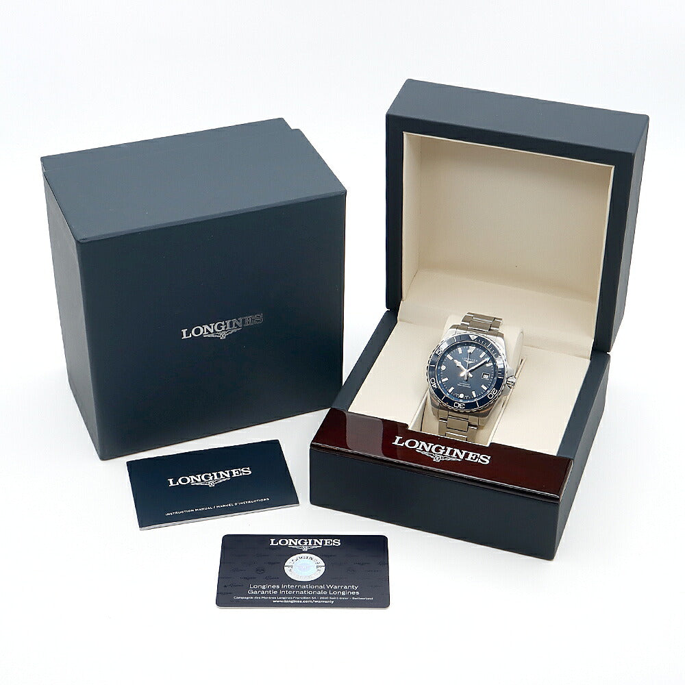 LONGINES ロンジン ハイドロコンクエスト GMT L3.890.4 デイト 300m防水 青 ブルー SS ステンレス CE セラミック メンズ 自動巻き【6ヶ月保証】【腕時計】【中古】