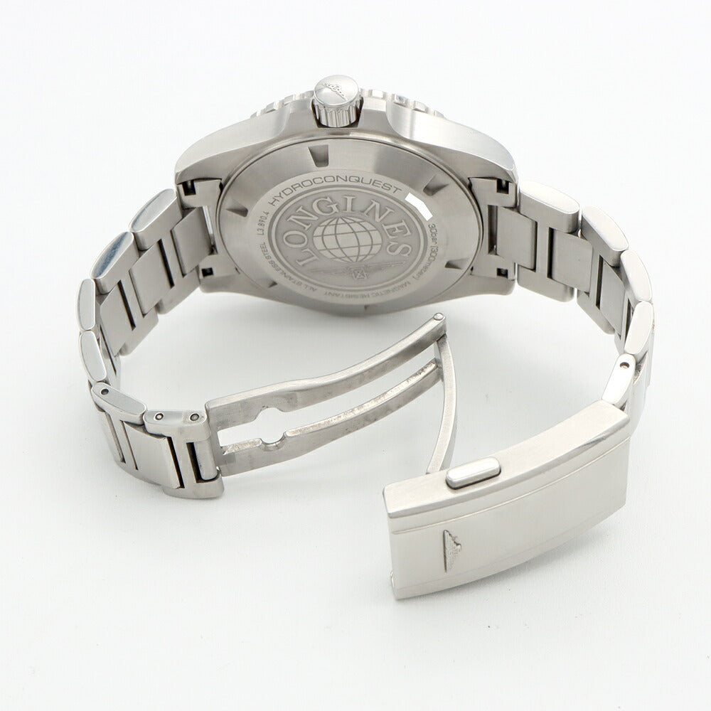 LONGINES ロンジン ハイドロコンクエスト GMT L3.890.4 デイト 300m防水 青 ブルー SS ステンレス CE セラミック メンズ 自動巻き【6ヶ月保証】【腕時計】【中古】