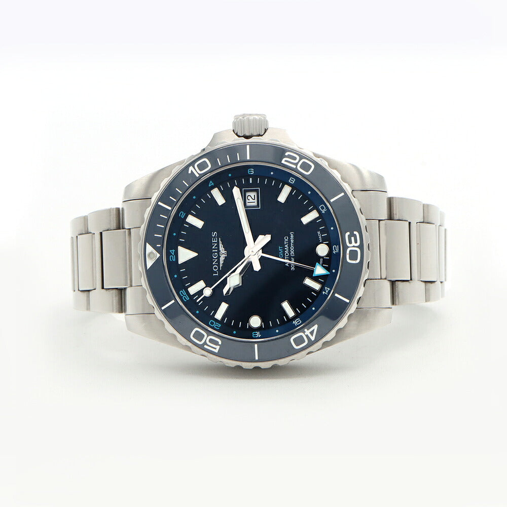 LONGINES ロンジン ハイドロコンクエスト GMT L3.890.4 デイト 300m防水 青 ブルー SS ステンレス CE セラミック メンズ 自動巻き【6ヶ月保証】【腕時計】【中古】