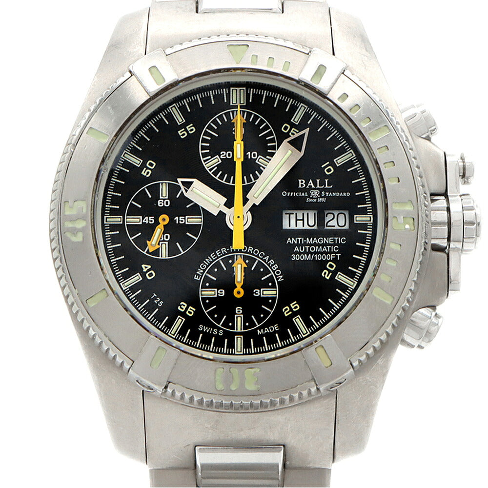 内部点検済 BALL ボール ウォッチ エンジニア ハイドロカーボン クロノグラフ DC1016A-SJ-BK 300m防水 デイデイト 黒 ブラック Ti チタン SS ステンレス メンズ 自動巻き【6ヶ月保証】【腕時計】【中古】