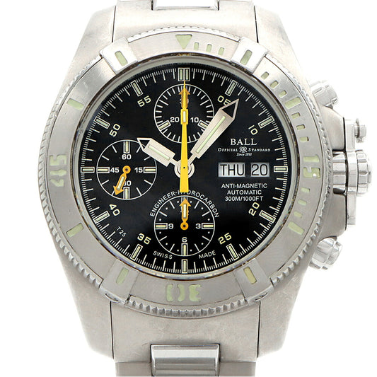 内部点検済 BALL ボール ウォッチ エンジニア ハイドロカーボン クロノグラフ DC1016A-SJ-BK 300m防水 デイデイト 黒 ブラック Ti チタン SS ステンレス メンズ 自動巻き【6ヶ月保証】【腕時計】【中古】