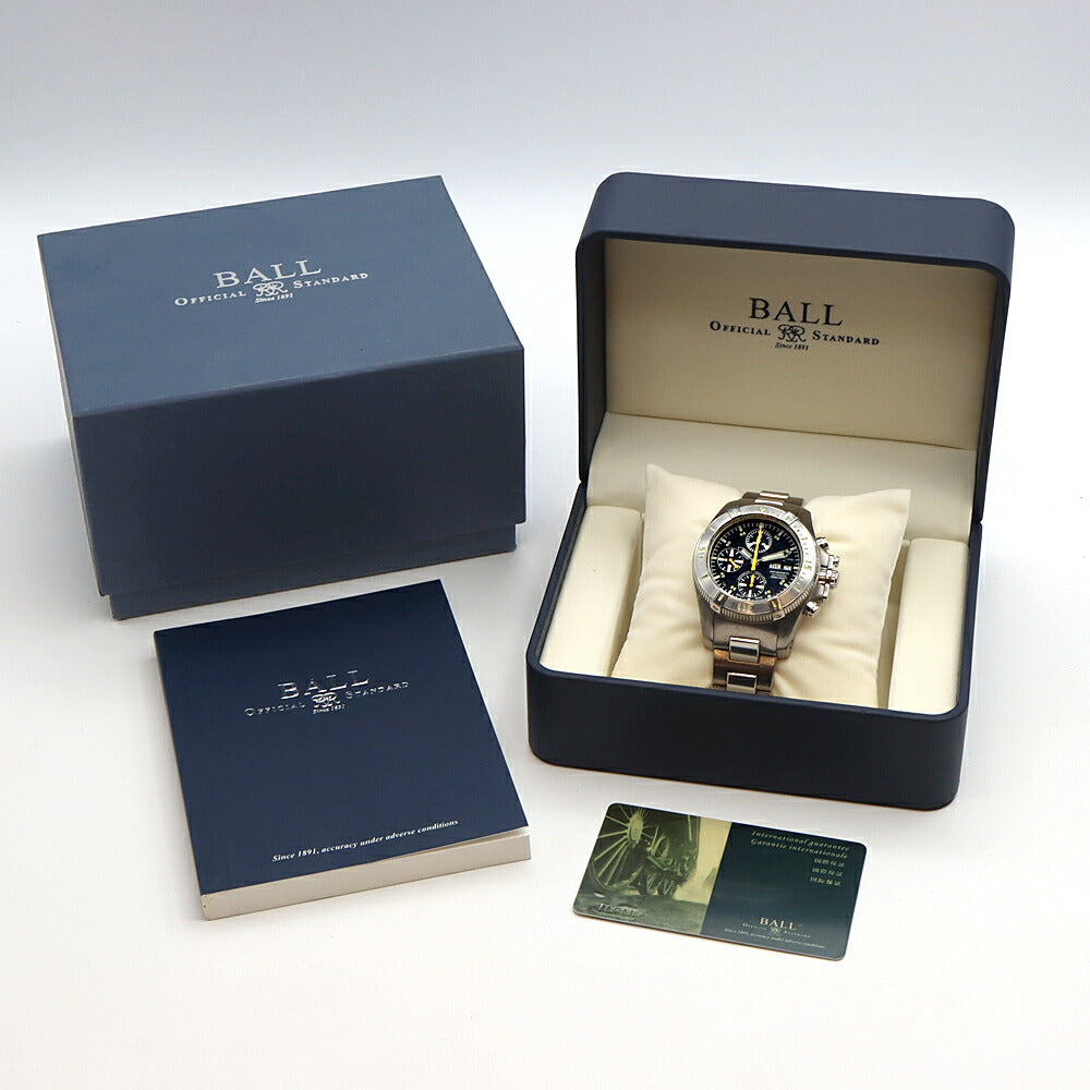 内部点検済 BALL ボール ウォッチ エンジニア ハイドロカーボン クロノグラフ DC1016A-SJ-BK 300m防水 デイデイト 黒 ブラック Ti チタン SS ステンレス メンズ 自動巻き【6ヶ月保証】【腕時計】【中古】