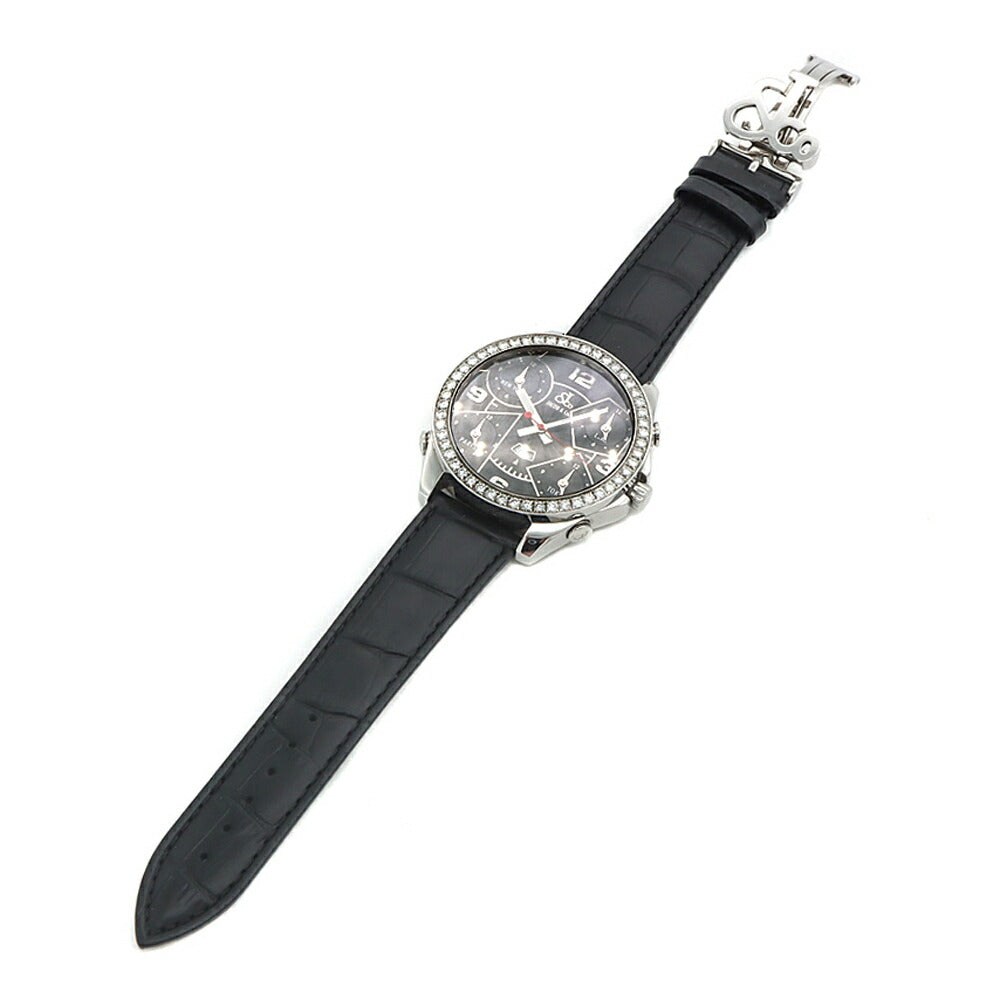 電池交換済 JACOB&Co. ジェイコブ ファイブタイムゾーン ダイヤモンド ダイヤベゼル デイト 100m防水 黒 ブラック SS ステンレス 純正尾錠 メンズ クォーツ 5タイム【6ヶ月保証】【腕時計】【中古】