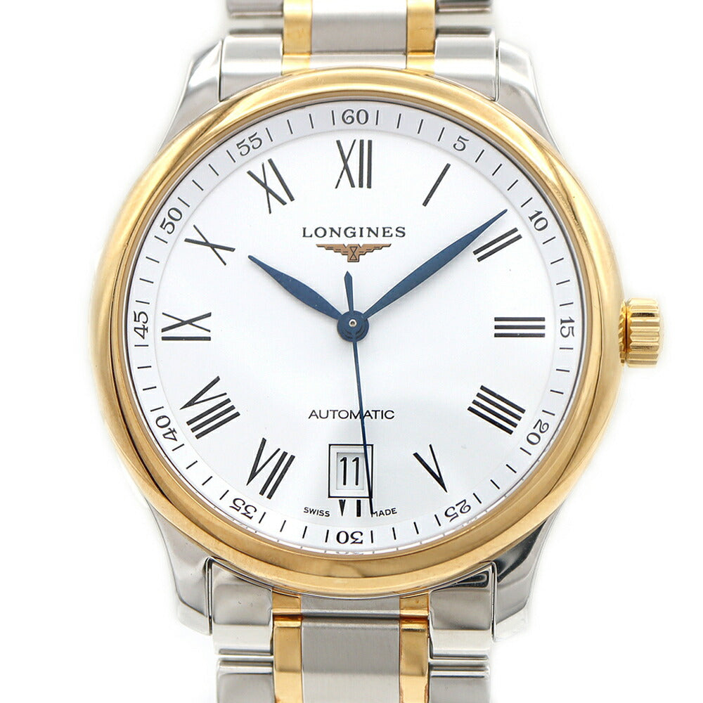 LONGINES Master Collection L2.628.5 Date 30m Water Resistant Back Sketch White YG Yellow Gold SS Stainless Steel Combi Men's Automatic Winding [6 Month Warranty] [Watch] [Used]