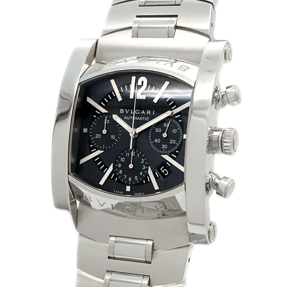BVLGARI ブルガリ アショーマ クロノグラフ AA48SCH スモールセコンド デイト ブルー グレー SS ステンレス メンズ 自動巻き【6ヶ月保証】【腕時計】【中古】