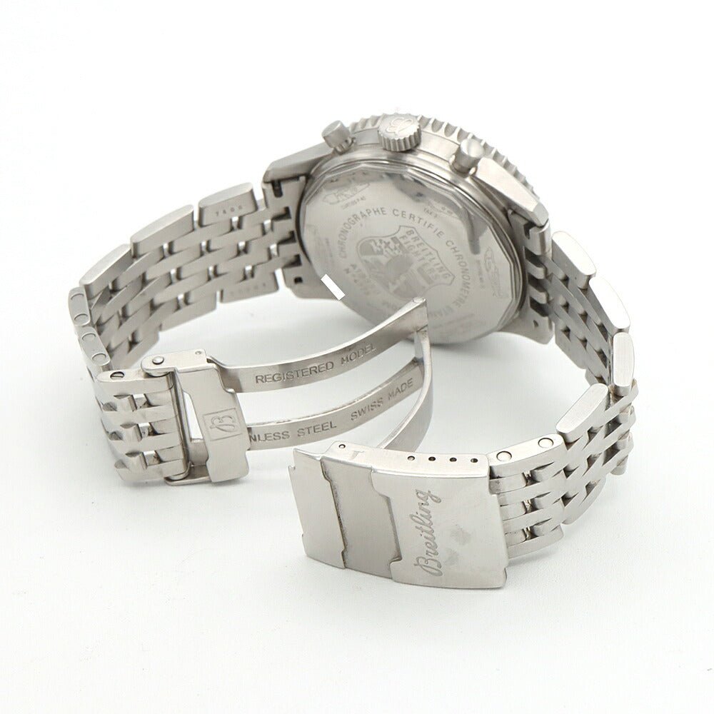 BREITLING ブライトリング ナビタイマー ファイターズ クロノグラフ A13330 30m防水 デイト シルバー SS ステンレス メンズ 自動巻き【6ヶ月保証】【腕時計】【中古】