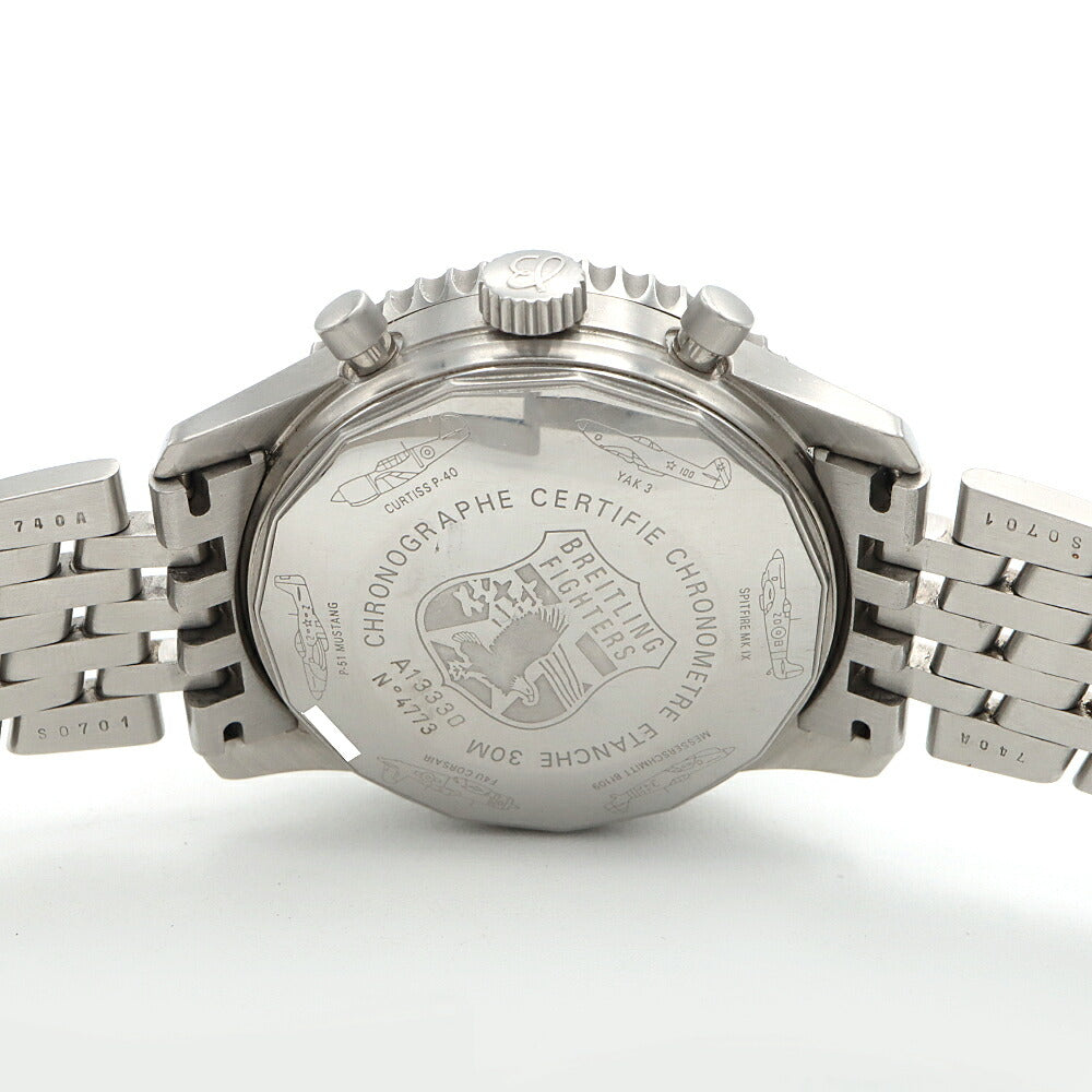 BREITLING ブライトリング ナビタイマー ファイターズ クロノグラフ A13330 30m防水 デイト シルバー SS ステンレス メンズ 自動巻き【6ヶ月保証】【腕時計】【中古】