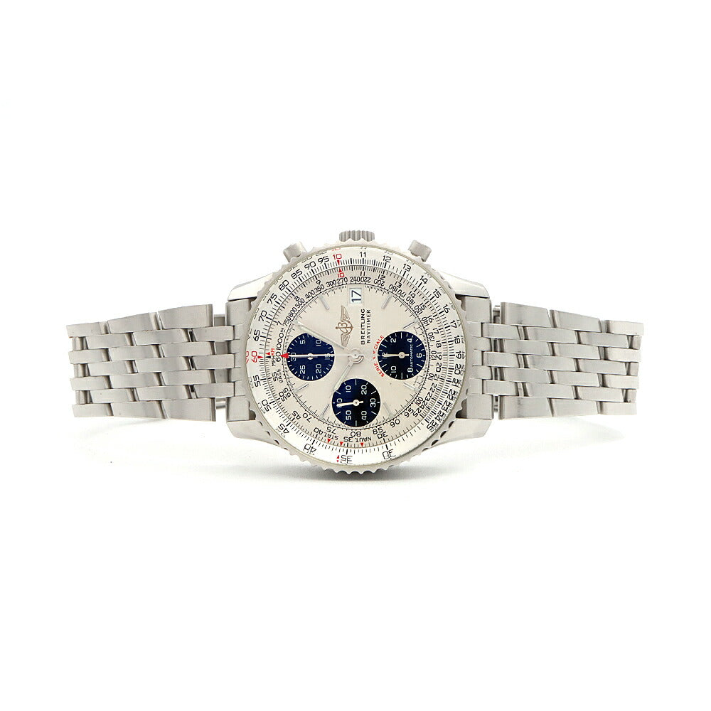BREITLING ブライトリング ナビタイマー ファイターズ クロノグラフ A13330 30m防水 デイト シルバー SS ステンレス メンズ 自動巻き【6ヶ月保証】【腕時計】【中古】