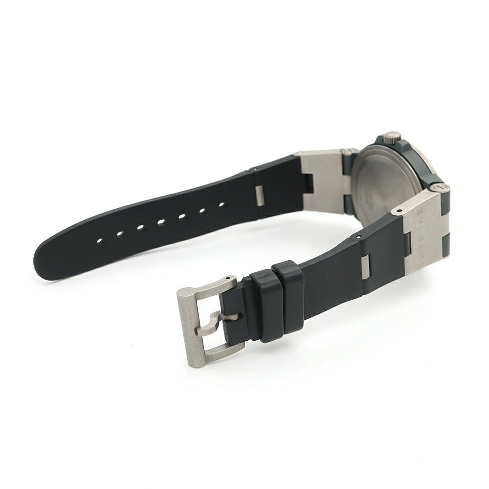 BVLGARI ブルガリ ディアゴノ チタニウム TI38TA デイト 黒 ブラックカーボン Ti チタン 純正ベルト 純正尾錠 メンズ 自動巻き【6ヶ月保証】【腕時計】【中古】