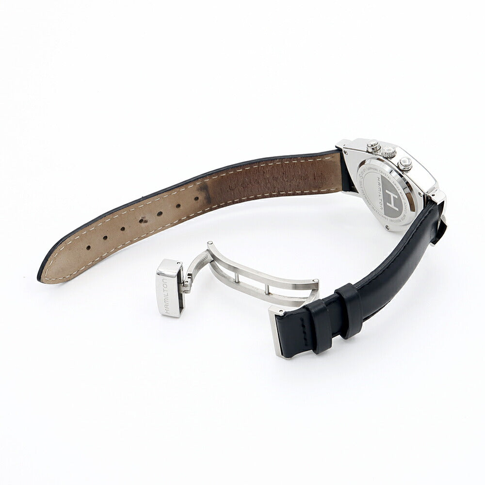 電池交換済 HAMILTON ハミルトン ベンチュラ クロノグラフ H244121 デイト スモールセコンド 黒 ブラック SS ステンレス 純正ベルト 純正尾錠 メンズ クォーツ【6ヶ月保証】【腕時計】【中古】