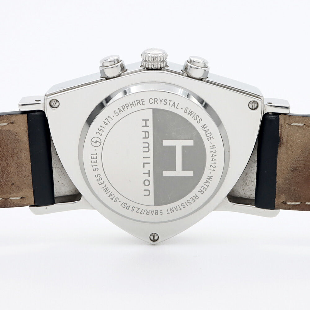 電池交換済 HAMILTON ハミルトン ベンチュラ クロノグラフ H244121 デイト スモールセコンド 黒 ブラック SS ステンレス 純正ベルト 純正尾錠 メンズ クォーツ【6ヶ月保証】【腕時計】【中古】