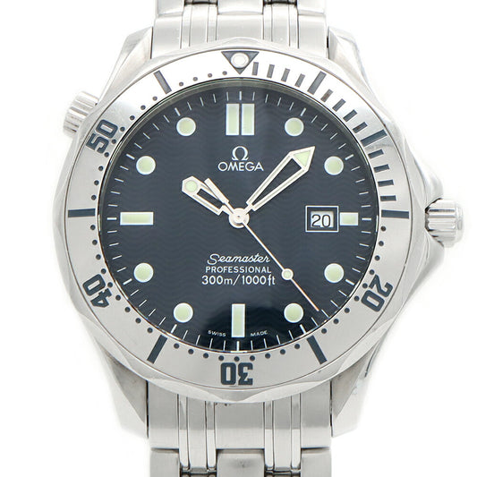 電池交換済 OMEGA オメガ シーマスター300 2542.80 デイト 300m防水 青 ブルー SS ステンレス メンズ クォーツ【6ヶ月保証】【腕時計】【中古】