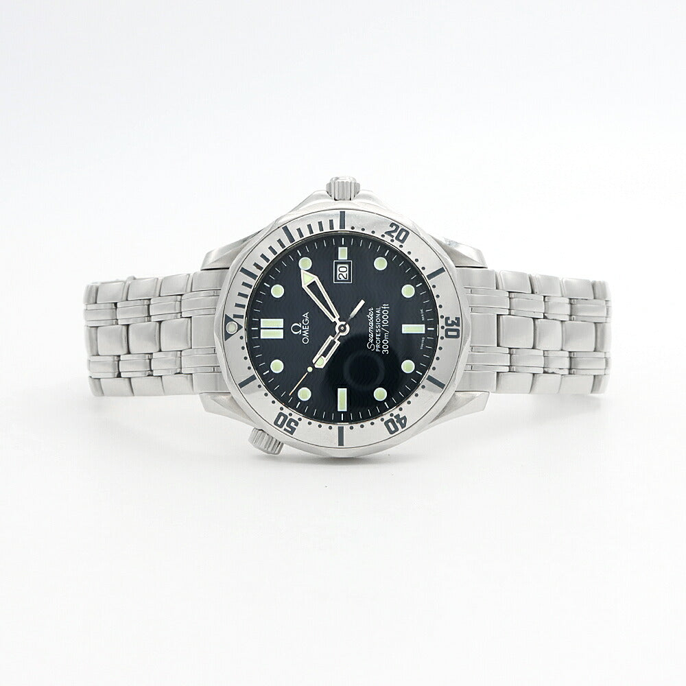 電池交換済 OMEGA オメガ シーマスター300 2542.80 デイト 300m防水 青 ブルー SS ステンレス メンズ クォーツ【6ヶ月保証】【腕時計】【中古】