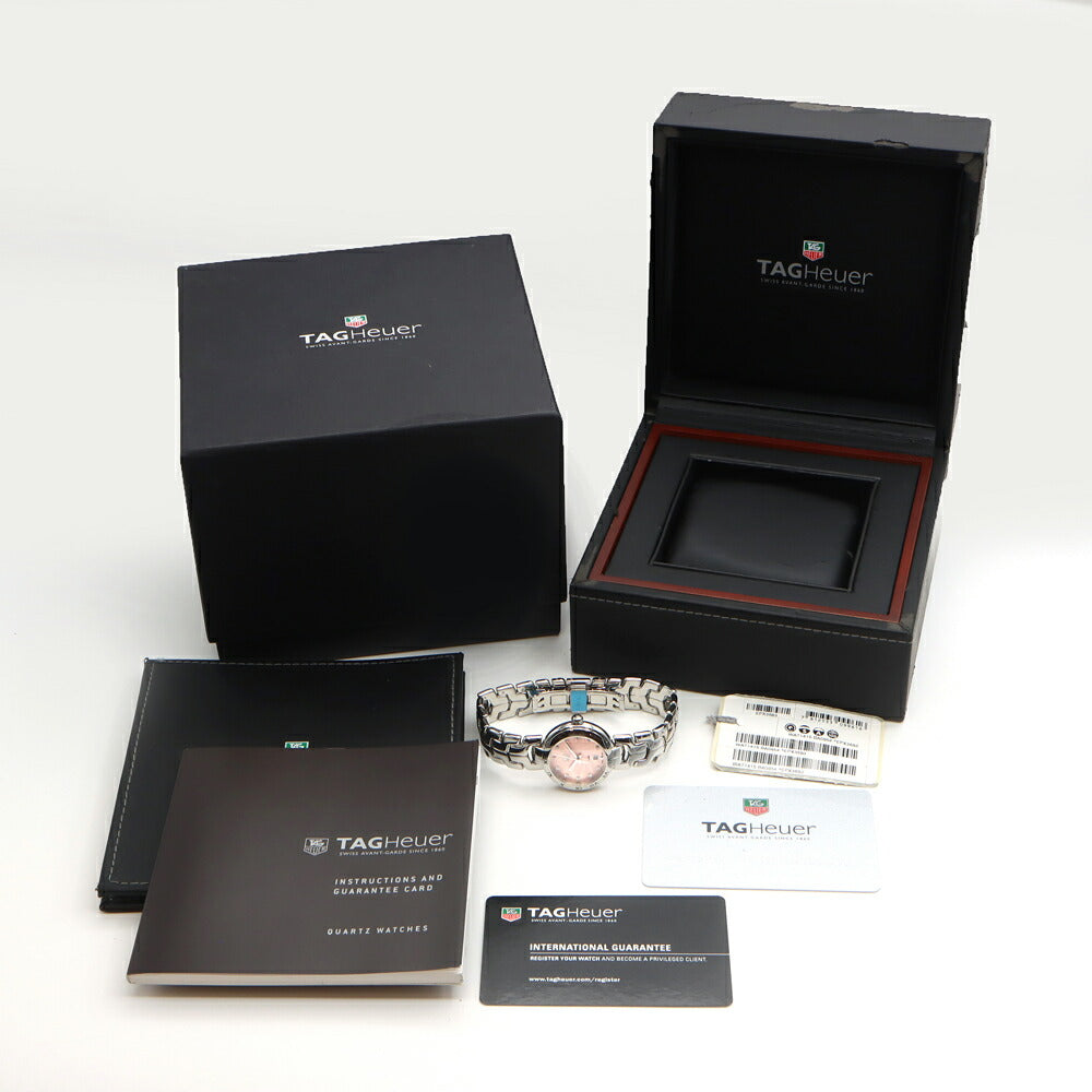 電池交換済 TAG Heuer タグホイヤー リンク WAT1415 BA0954 100m防水 11Pダイヤ 純正ダイヤモンド ピンク SS ステンレス レディース クォーツ【6ヶ月保証】【腕時計】【中古】