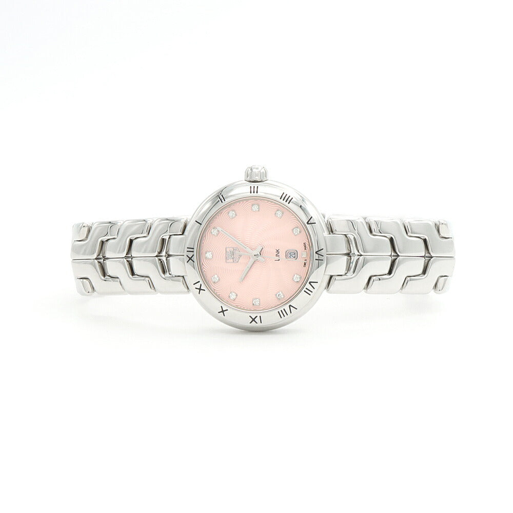 電池交換済 TAG Heuer タグホイヤー リンク WAT1415 BA0954 100m防水 11Pダイヤ 純正ダイヤモンド ピンク SS ステンレス レディース クォーツ【6ヶ月保証】【腕時計】【中古】