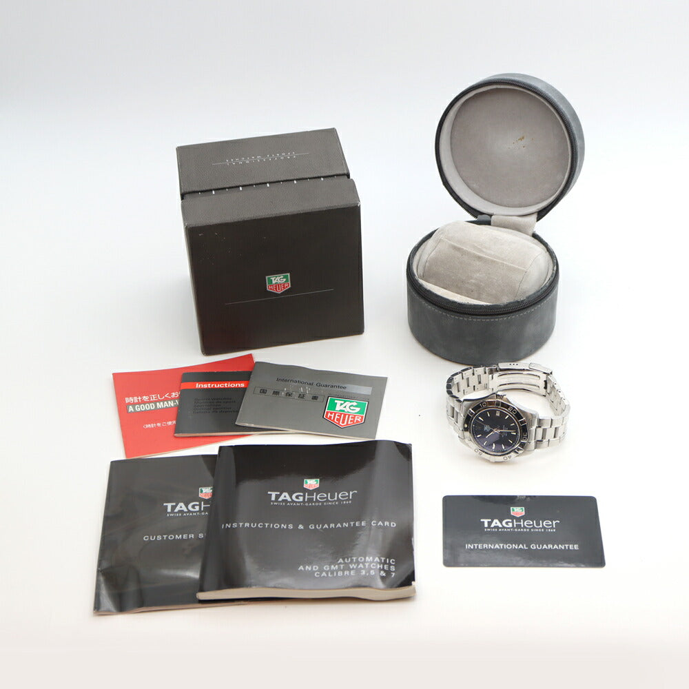 TAG Heuer タグホイヤー アクアレーサー WAF2112 300m防水 デイト 青 ブルー SS ステンレス メンズ 自動巻き【6ヶ月保証】【腕時計】【中古】