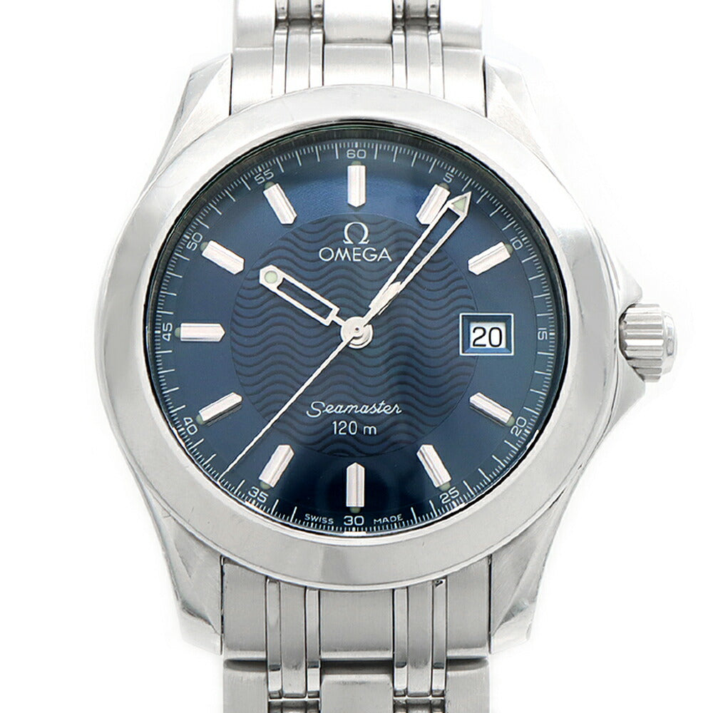 電池交換済 OMEGA オメガ シーマスター120 2511.80 デイト 120m防水 青 ブルー SS ステンレス メンズ クォーツ【6ヶ月保証】【腕時計】【中古】