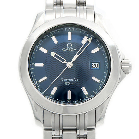 電池交換済 OMEGA オメガ シーマスター120 2511.80 デイト 120m防水 青 ブルー SS ステンレス メンズ クォーツ【6ヶ月保証】【腕時計】【中古】