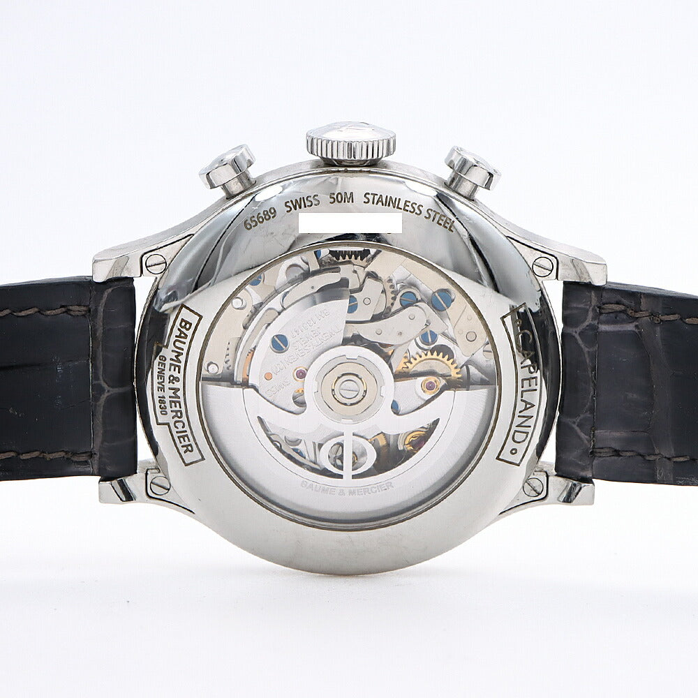 内部点検済 Baume & Mercier ボーム＆メルシェ ケープランド フライバック クロノグラフ 10006 デイト 50m防水 白 ホワイト SS ステンレス 純正尾錠 メンズ 自動巻き【6ヶ月保証】【腕時計】【中古】