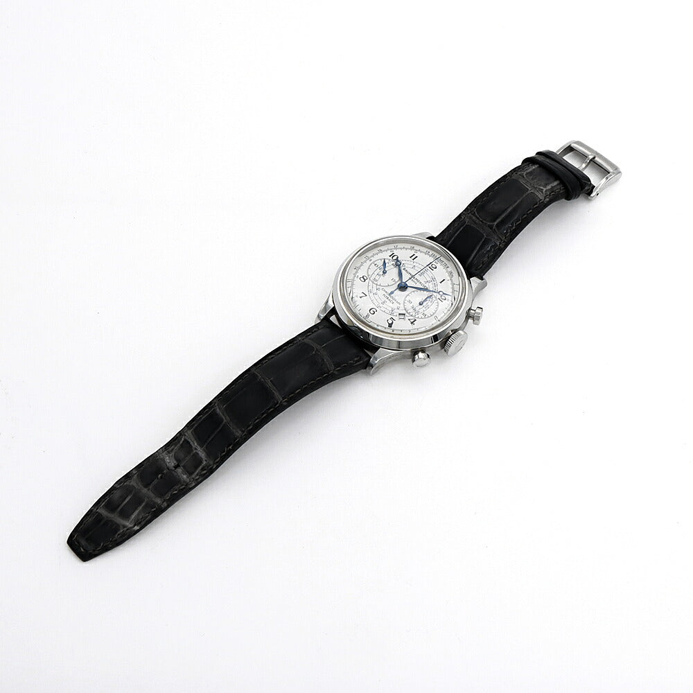 内部点検済 Baume & Mercier ボーム＆メルシェ ケープランド フライバック クロノグラフ 10006 デイト 50m防水 白 ホワイト SS ステンレス 純正尾錠 メンズ 自動巻き【6ヶ月保証】【腕時計】【中古】