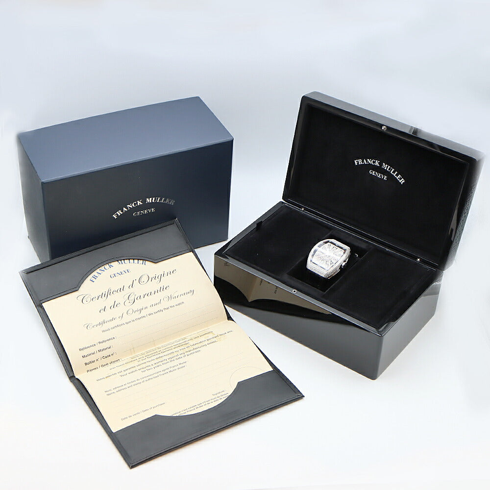 フランクミュラー ヴァンガード アフターダイヤ FRANCK MULLER フランクミュラー ヴァンガード ダイヤベゼル ダイヤ文字盤 V45SCDT ACNR ダイヤモンド デイト SS ステンレス 純正ベルト 純正バックル尾錠 アフターダイヤ メンズ 自動巻き【6ヶ月保証】【中古】【腕時計】