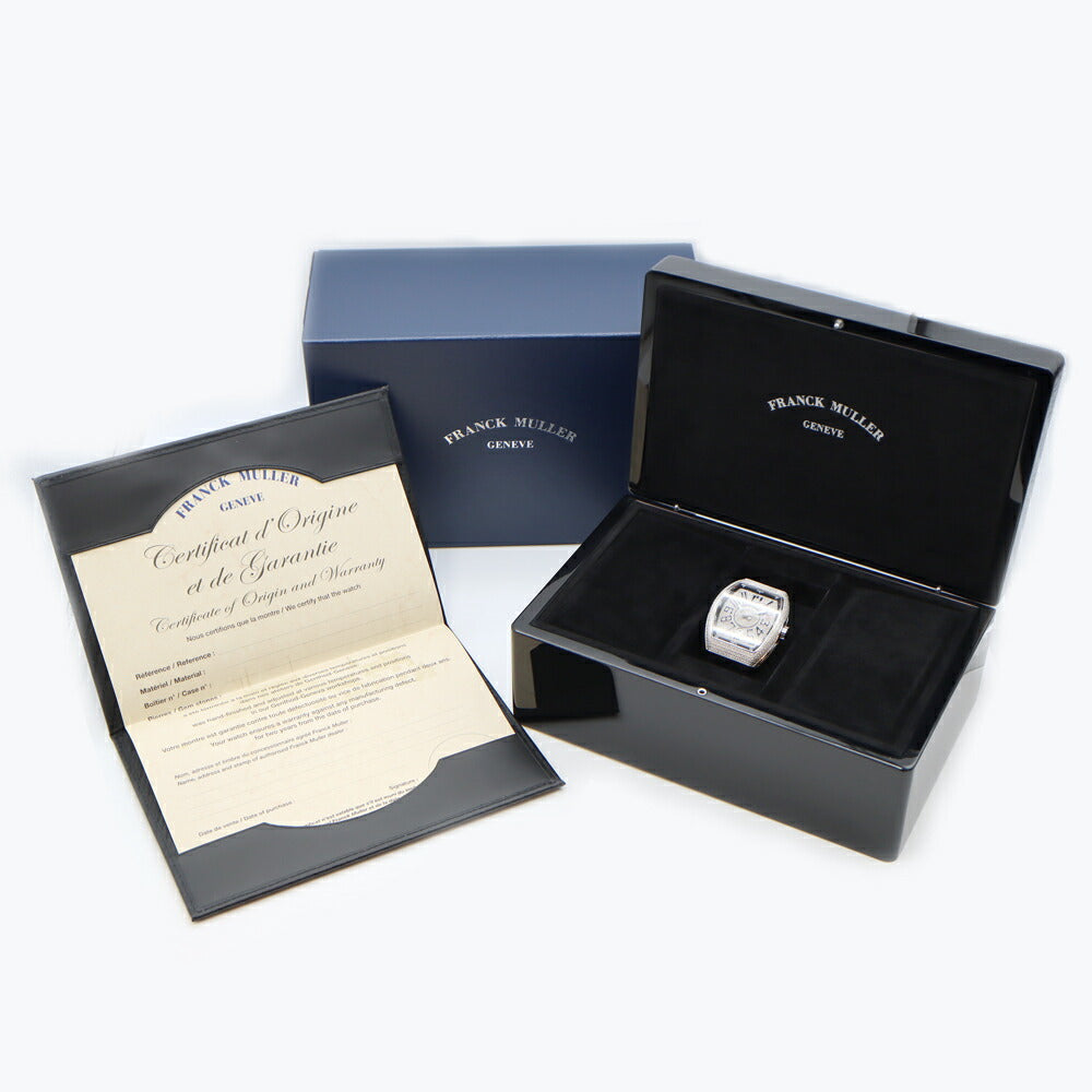 FRANCK MULLER フランクミュラー ヴァンガード ダイヤベゼル ダイヤ文字盤 V45SCDT ACNR ダイヤモンド デイト SS ステンレス 純正ベルト 純正バックル尾錠 アフターダイヤ メンズ 自動巻き【6ヶ月保証】【中古】【腕時計】
