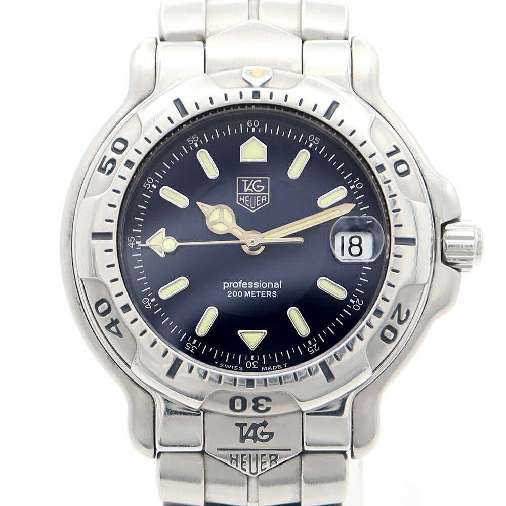 電池交換済 TAG Heuer タグホイヤー 6000シリーズ WH1215 200m防水 デイト ネイビー SS ステンレス メンズ 自動巻き【6ヶ月保証】【腕時計】【中古】