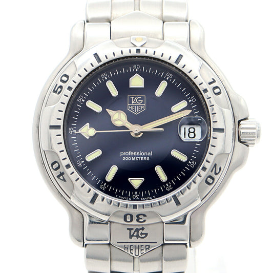 電池交換済 TAG Heuer タグホイヤー 6000シリーズ WH1215 200m防水 デイト ネイビー SS ステンレス メンズ 自動巻き【6ヶ月保証】【腕時計】【中古】