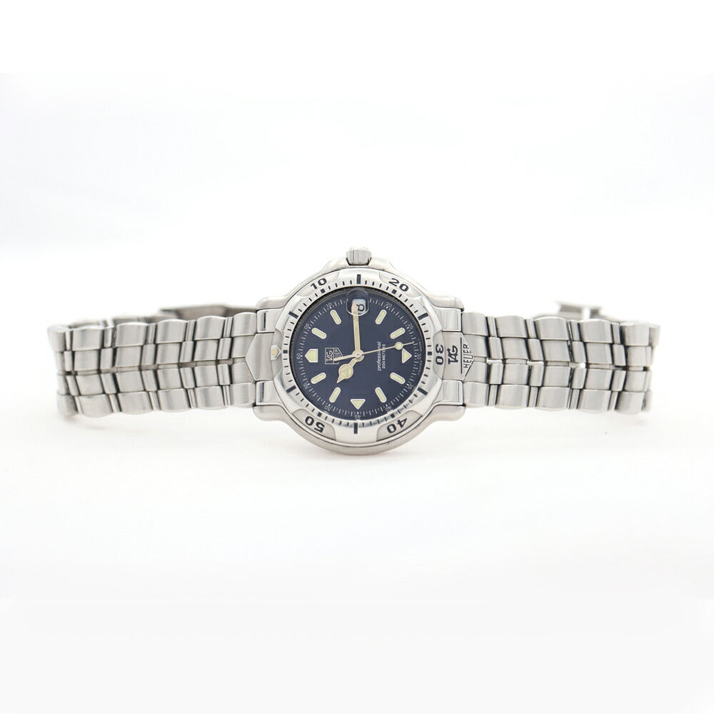 電池交換済 TAG Heuer タグホイヤー 6000シリーズ WH1215 200m防水 デイト ネイビー SS ステンレス メンズ 自動巻き【6ヶ月保証】【腕時計】【中古】