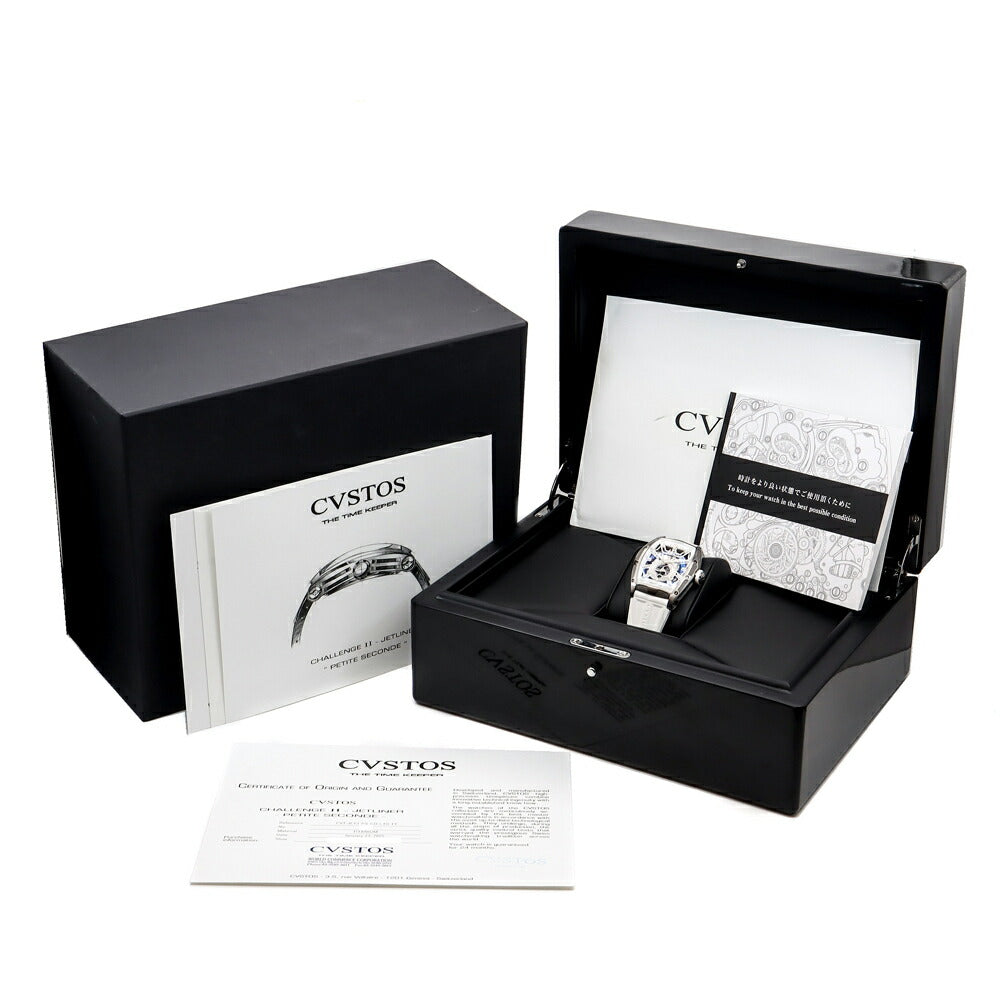 CVSTOS クストス チャレンジ ジェットライナーII P-S オートマティック CVT-JET2-PS-CD-LTD TT ダイヤモンド 100m防水 デイト スケルトン Ti チタン 純正ベルト 純正尾錠 メンズ 自動巻き【6ヶ月保証】【腕時計】【中古】