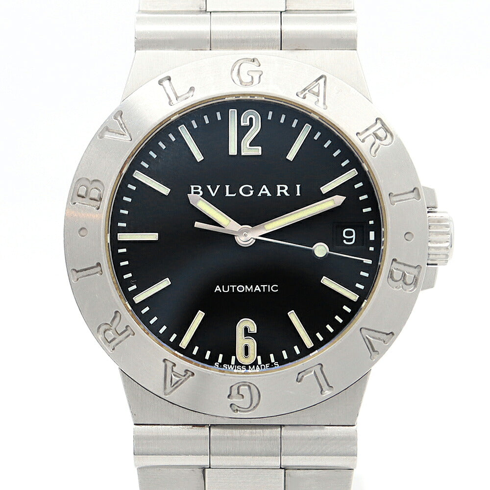 BVLGARI ブルガリ ディアゴノ スポーツ LCV35S デイト 黒 ブラック SS ステンレス メンズ 自動巻き【6ヶ月保証】【腕時計】【中古】