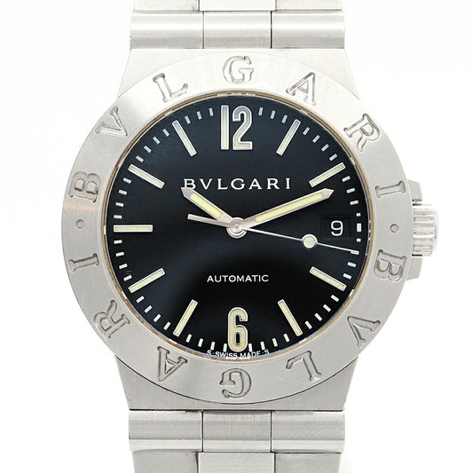 BVLGARI ブルガリ ディアゴノ スポーツ LCV35S デイト 黒 ブラック SS ステンレス メンズ 自動巻き【6ヶ月保証】【腕時計】【中古】