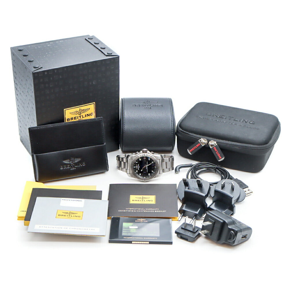 BREITLING ブライトリング コックピット B50 EB5010 デイト クロノグラフ 100m防水 黒 ブラック Ti チタン メンズ デジアナ クォーツ【6ヶ月保証】【腕時計】【中古】