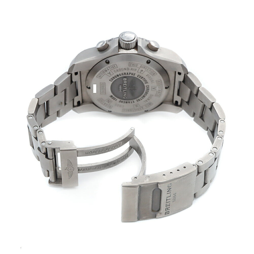BREITLING ブライトリング コックピット B50 EB5010 デイト クロノグラフ 100m防水 黒 ブラック Ti チタン メンズ デジアナ クォーツ【6ヶ月保証】【腕時計】【中古】
