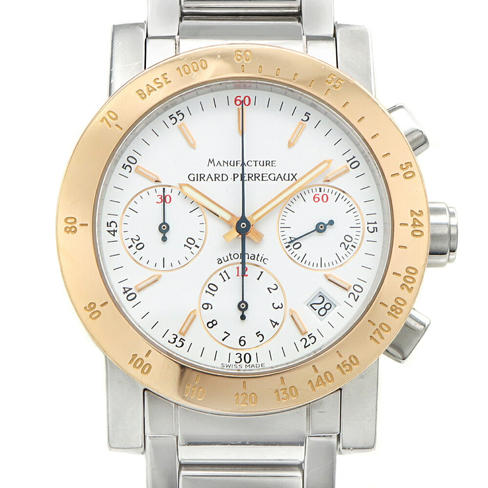 内部点検済 GIRARD PERREGAUX ジラールペルゴ GP7000 クロノグラフ 7030 デイト 白 ホワイト SS ステンレス PG ピンクゴールド コンビ メンズ 自動巻き 【6ヶ月保証】【腕時計】【中古】