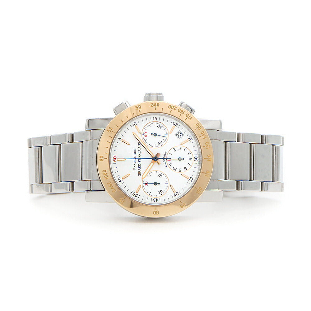 内部点検済 GIRARD PERREGAUX ジラールペルゴ GP7000 クロノグラフ 7030 デイト 白 ホワイト SS ステンレス PG ピンクゴールド コンビ メンズ 自動巻き 【6ヶ月保証】【腕時計】【中古】