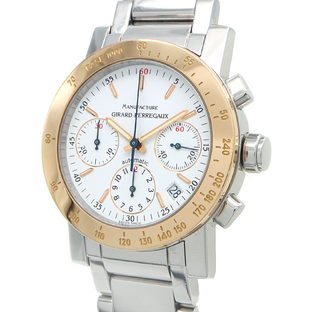 内部点検済 GIRARD PERREGAUX ジラールペルゴ GP7000 クロノグラフ 7030 デイト 白 ホワイト SS ステンレス PG ピンクゴールド コンビ メンズ 自動巻き 【6ヶ月保証】【腕時計】【中古】