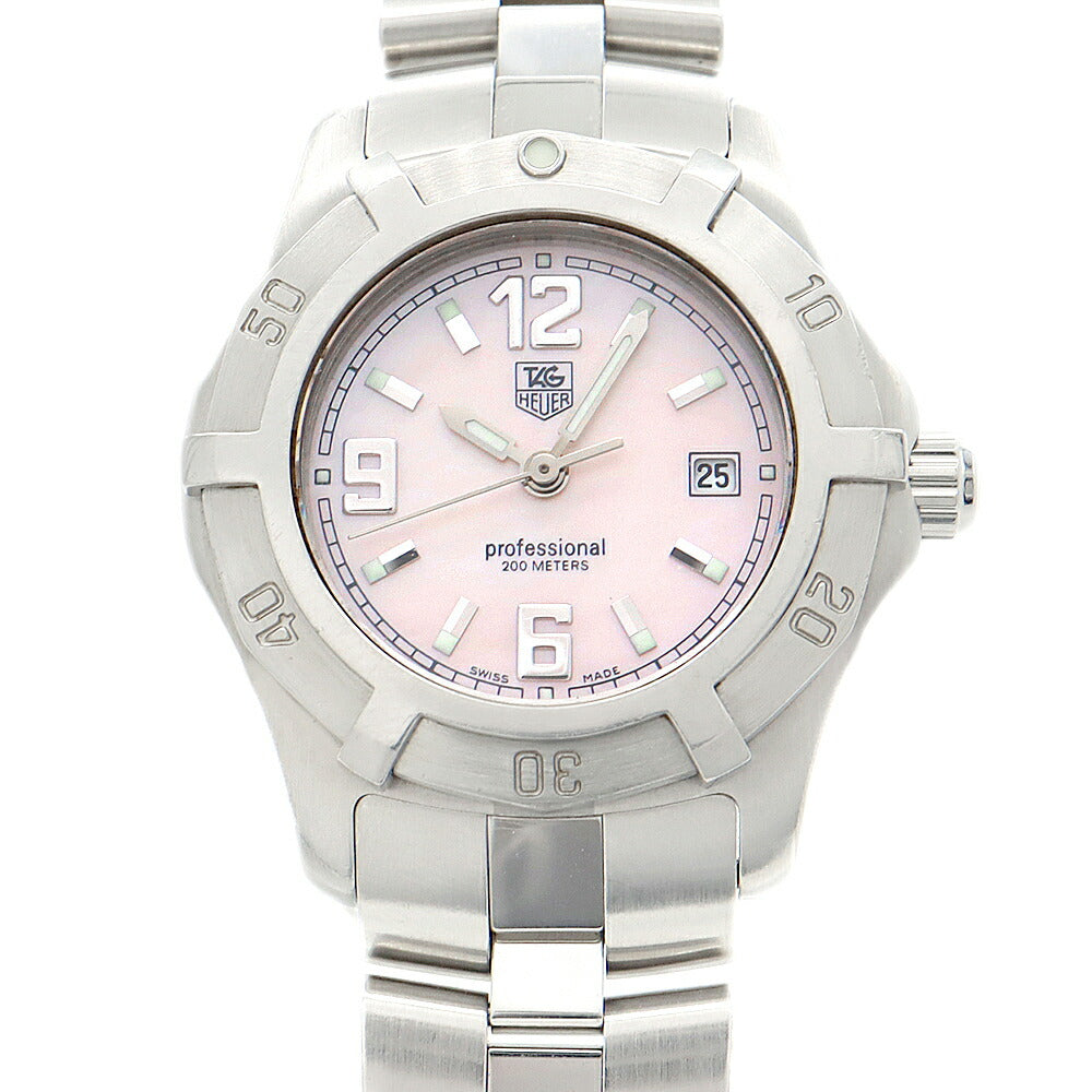 電池交換済 TAG Heuer タグホイヤー エクスクルーシブ 2000シリーズ WN1319 BA0333 デイト 200m防水 ピンク ピンクシェル SS ステンレス レディース クォーツ【6ヶ月保証】【腕時計】【中古】