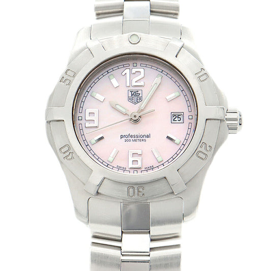 電池交換済 TAG Heuer タグホイヤー エクスクルーシブ 2000シリーズ WN1319 BA0333 デイト 200m防水 ピンク ピンクシェル SS ステンレス レディース クォーツ【6ヶ月保証】【腕時計】【中古】