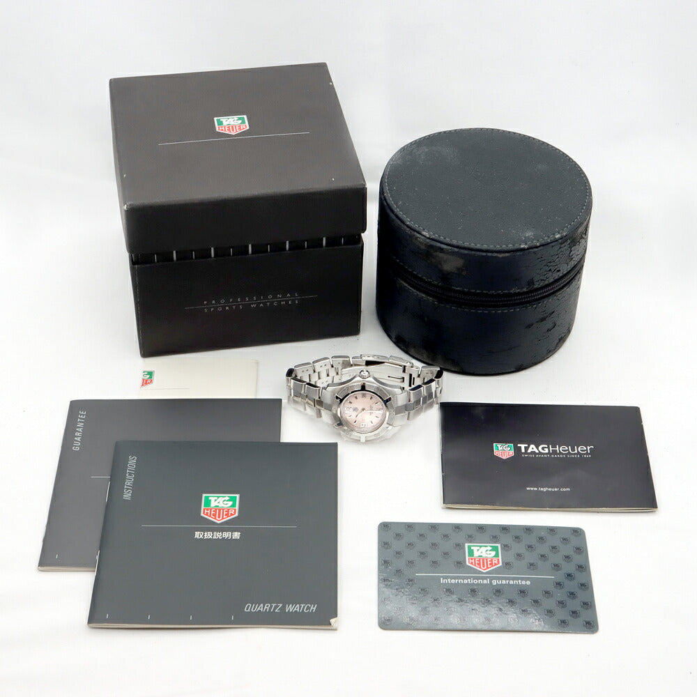 電池交換済 TAG Heuer タグホイヤー エクスクルーシブ 2000シリーズ WN1319 BA0333 デイト 200m防水 ピンク ピンクシェル SS ステンレス レディース クォーツ【6ヶ月保証】【腕時計】【中古】